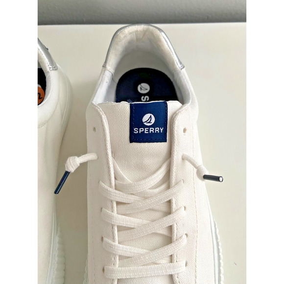 NWOT Womens Sperry White Seabed Canvas Slip On Sneakers, Size 9.5 - Picture 2 of 7